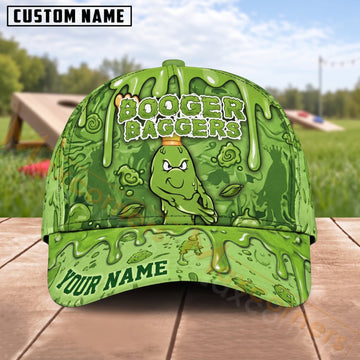 Maxcorners Cornhole Booger Flingers Green Cartoon Mascot Personalized Name 3D Cap