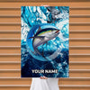 Maxcorners Tuna Fishing Ocean Circle Marble Art Personalized Name 3D Poster