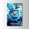 Maxcorners Tuna Fishing Ocean Circle Marble Art Personalized Name 3D Poster