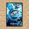 Maxcorners Tuna Fishing Ocean Circle Marble Art Personalized Name 3D Poster