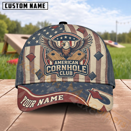 Maxcorners Cornhole American Cornhole Club Eagle Emblem Personalized Name 3D Cap