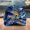 Maxcorners Fishing Blue Hexagon Compass Multi Options Personalized Name 3D Cap (11 Fish Species)