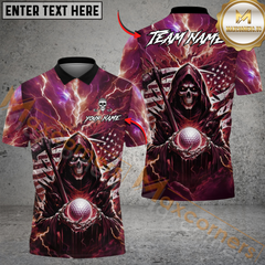 Maxcorner Dark Thunder Reaper Golf Polo Shirt Customized Name, Team Name 3D Shirts (4 Colors)