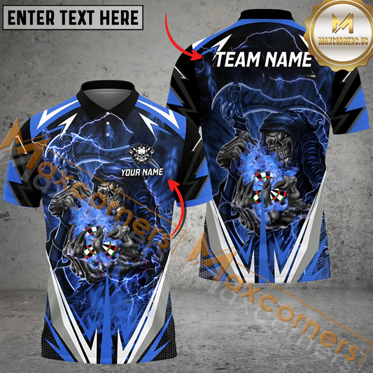 Maxcorners Darts Skull Colorful Mutilcolor Options Personalized Name, Team Name 3D Polo Shirt
