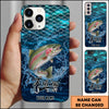 Maxcorners Fishing Phone Case Fish Scale Pattern Splash Design Personalized Name 3D Phone Case (10 Fish Species)
