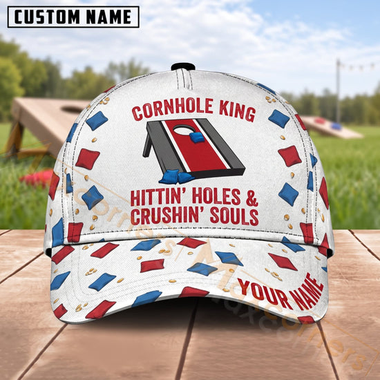 Maxcorners Cornhole King Red White Blue Design Personalized Name 3D Cap