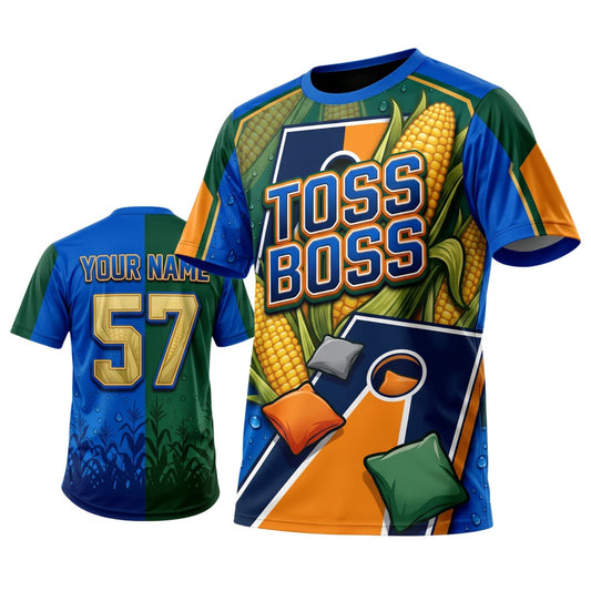 Maxcorners Cornhole Toss Boss Corn Personalized Name 3D Unisex Shirt