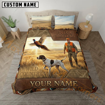 Maxcorners Pheasant Hunting Rustic Plains Scene Bedding Set 3D Print Custom Name