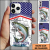 Maxcorners Fishing American Flag Nautical Sketch Style Personalized Name Phone Case (10 Fish Species)