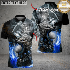 Maxcorners Fire Wolf Polo Golf Shirt, Customized Name & Team Name 3D Shirts (4 Colors)