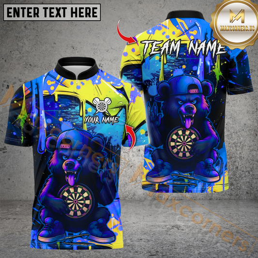 Maxcorners Darts HipHop Bear Multioptions Personalized Name, Team Name Unisex 3D Shirts