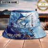 Maxcorners Fishing Dark Camo Fishing Scene with Bold Graphic Personalized Name 3D Bucket Hat (13 Fish Species)