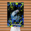 Maxcorners Salmon Fishing Neon Splash Abstract Art Personalized Name 3D Poster