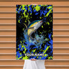 Maxcorners Tuna Fishing Neon Splash Abstract Art Personalized Name 3D Poster
