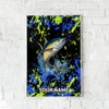 Maxcorners Tuna Fishing Neon Splash Abstract Art Personalized Name 3D Poster
