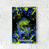 Maxcorners Mahi Mahi Fishing Neon Splash Abstract Art Personalized Name 3D Poster