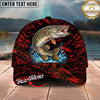 Maxcorners Fishing Red Flame Water Splash Personalized Name 3D Cap (12 Fish Species)