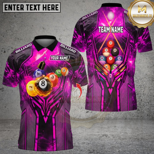 Maxcorners Flame Thunder 8 Ball Pool Lightning Billiard Multicolor Customized Name, Team Name 3D Shirt