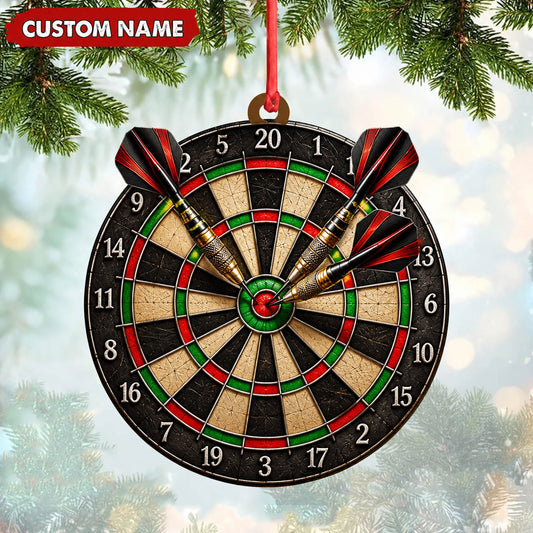 Maxcorners Darts Lover Classic Target Board, Darts Sticking In Center Personalized Name Ornament 2D Flat