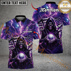 Maxcorner Dark Thunder Reaper Golf Polo Shirt Customized Name, Team Name 3D Shirts (4 Colors)