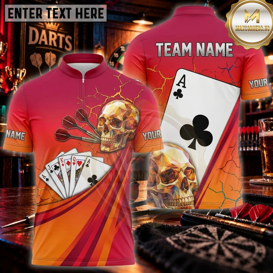 Maxcorners Darts Red Gold Ace Of Spades Playing Cards Personalized Name 3D Unisex Shirt