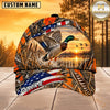 Maxcorners Hunting  American Flag Orange Camo Hunting Scene Multiple Options Personalized Name 3D Cap