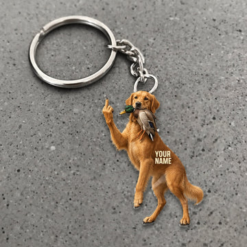 Maxcorners Duck Hunting Golden Retriever Funny Standing Dog Custom Name Gift 2D Flat Acrylic Ornament, Keychain