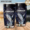 Maxcorners Fishing Tumbler Navy Geometric Mountain Line Design Personalized Name Tumbler (13 Species)