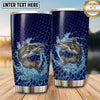 Maxcorners Fishing Tumbler Deep Navy Scale Texture Design Personalized Name Tumbler (13 Species)