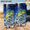 Maxcorners Fishing Tumbler Electric Blue Wave Grid Design Personalized Name Tumbler (13 Species)