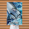 Maxcorners Salmon Fishing Ocean Scale Wave Art Personalized Name 3D Poster