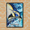 Maxcorners Blue Marlin Fishing Dynamic Ocean Battle Artwork Personalized Name 3D Poster