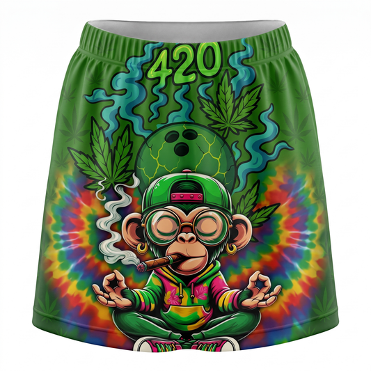 Maxcorners Bowling 420 Hippie Monkey Cannabis Personalized 3D Skirts With Shorts
