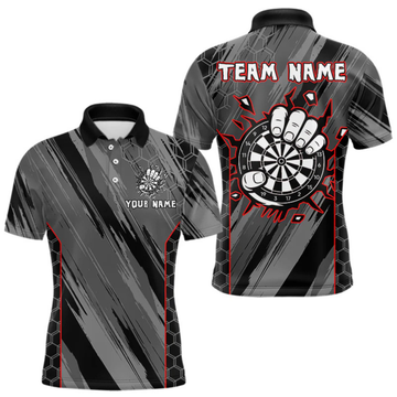 Maxcorners Men’s Custom Darts Shirt - Cracked Dartboard In Grip | Name Personalization LM2404