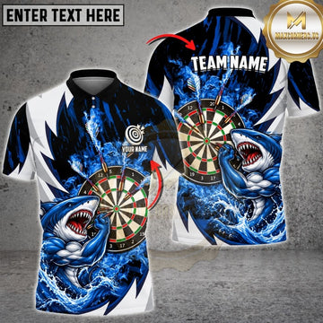 Maxcorners Darts Fierce Shark Mascot Splash Ocean Dartboard Graphic Multicolor Customized Name, Team Name 3D Shirts