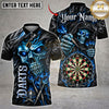Maxcorners Darts & Skull Dartboard Gothic Flame Graphic Multicolor Customized Name, Team Name 3D Shirts
