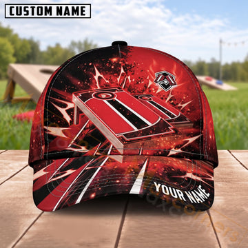 Maxcorners Cornhole Red Flame Board Design Personalized Name 3D Cap