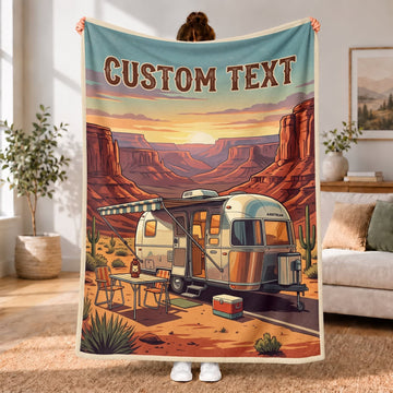 Maxcorners RVs Travel Trailer Desert Canyon Campfire Custom Name 3D Blanket