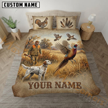 Maxcorners Pheasant Hunting Golden Harvest Scene Bedding Set 3D Print Custom Name