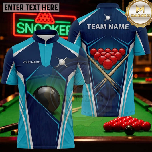 Maxcorners Snooker Midnight Blue Cyan Geometric Personalized Name 3D Unisex Shirt