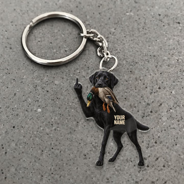Maxcorners Duck Hunting Black Labrador Retriever Funny Standing Dog Custom Name Gift 2D Flat Acrylic Ornament, Keychain