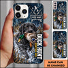Maxcorners Duck Hunting Retriever Dog Blue Camo Duck Hunting Typography Personalized Name 3D Phone Case - Black Labrador Retriever