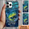 Maxcorners Fishing Phone Case Fish Scale Pattern Splash Design Personalized Name 3D Phone Case (10 Fish Species)