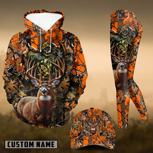 Maxcorners Hunting Whitetail Deer Skeleton Hunter Orange Camo 3D Shirts
