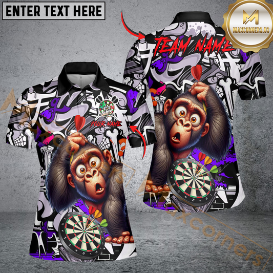 Maxcorners Darts Monkey Graffiti Multicolor Customized Name, Team Name 3D Shirt For Women