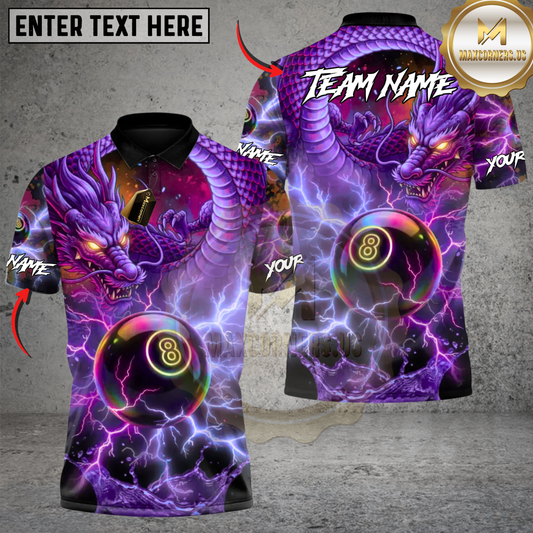 Maxcorners Billiard Stormborn Dragon Power Ball 8 Multicolor Customized Name, Team Name 3D Shirt