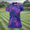 Maxcorners Purple Pink Tropical Palm Trees Golf Shirt, Golf Polo For Women, Printed Golf Shirt LM1507