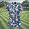 Maxcorners Blue Hawaiian Surfboard Hibiscus Golf Shirt, Women's Golf Shirt, Hawaiian Golf Shirt, Golf Polo For Women LM1507