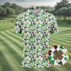 Maxcorners Leopard Pattern St Patrick's Day Shamrock Golf Shirt, Fun Golf Shirts For Men, Polo Shirts For Men
