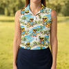 Maxcorners Cute Funny Duck Hawaiian Golf Shirt, Beach Theme Women's Golf Tops, Ladies Golf Shirts LM1507